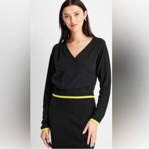 NWT Future Collective Black Boxy Wrap Sweater Wardrobe Staple Minimalist